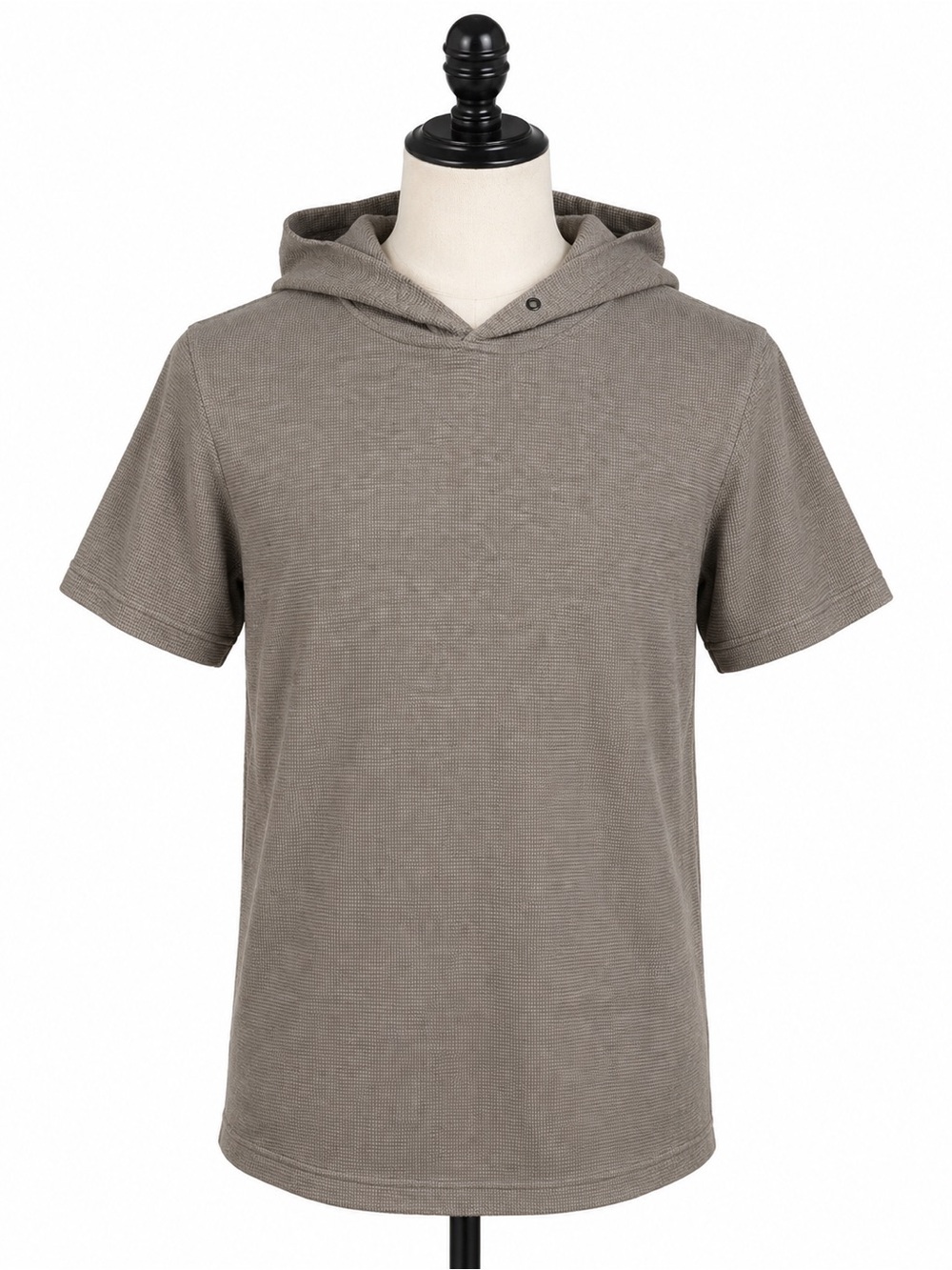 TwentyOne Men Waffle Knit Short Sleeve Hoodie Taupe Size Medium